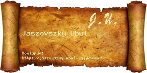 Jaszovszky Ubul névjegykártya
